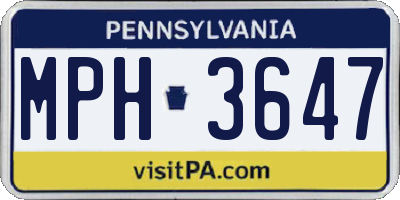 PA license plate MPH3647