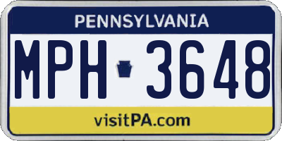 PA license plate MPH3648