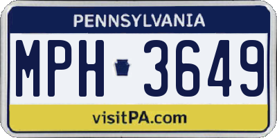 PA license plate MPH3649