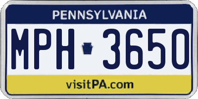 PA license plate MPH3650
