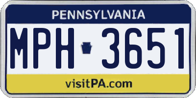 PA license plate MPH3651