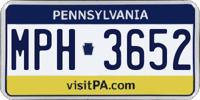 PA license plate MPH3652