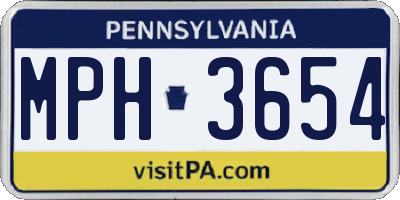 PA license plate MPH3654