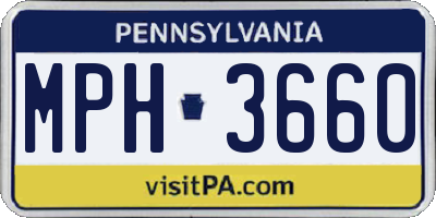 PA license plate MPH3660
