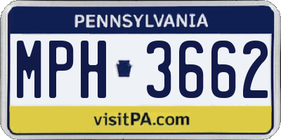 PA license plate MPH3662