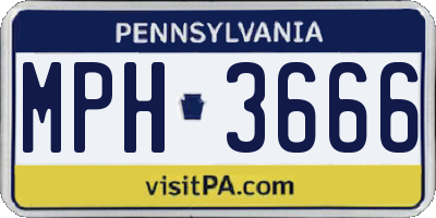 PA license plate MPH3666