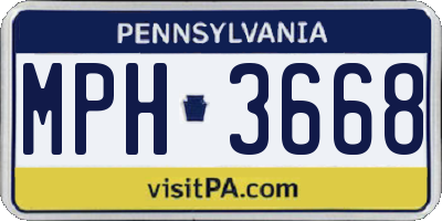 PA license plate MPH3668