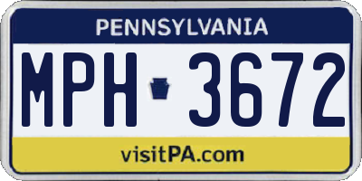 PA license plate MPH3672