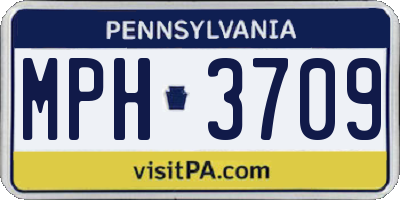 PA license plate MPH3709