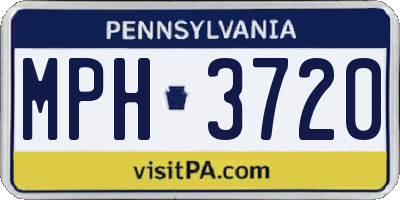 PA license plate MPH3720