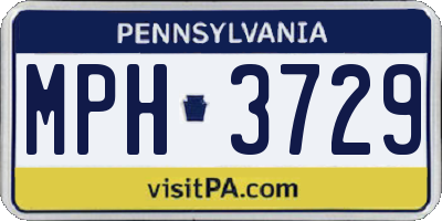 PA license plate MPH3729