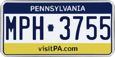 PA license plate MPH3755