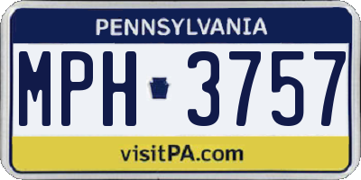 PA license plate MPH3757