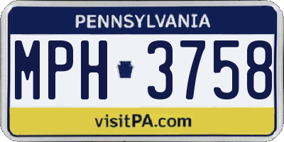 PA license plate MPH3758