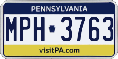 PA license plate MPH3763