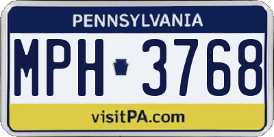 PA license plate MPH3768