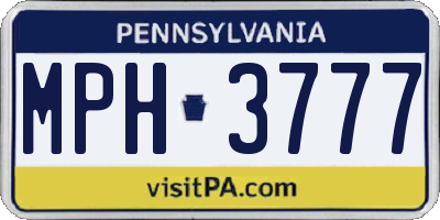 PA license plate MPH3777