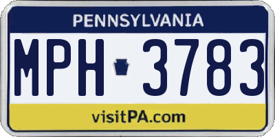 PA license plate MPH3783