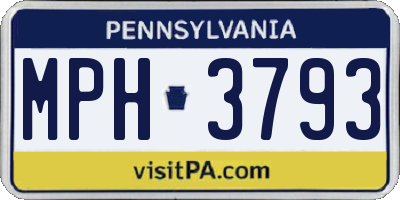 PA license plate MPH3793