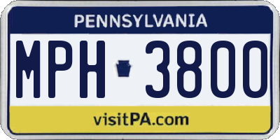 PA license plate MPH3800