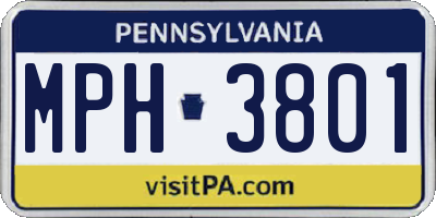 PA license plate MPH3801