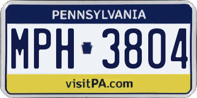 PA license plate MPH3804
