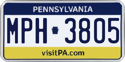 PA license plate MPH3805