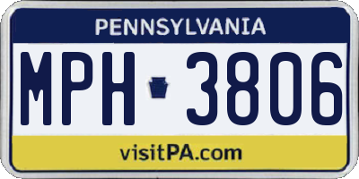 PA license plate MPH3806