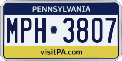 PA license plate MPH3807