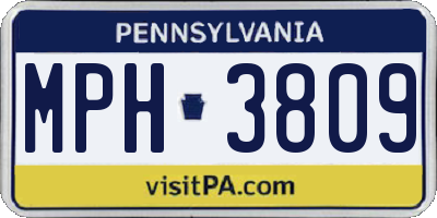 PA license plate MPH3809
