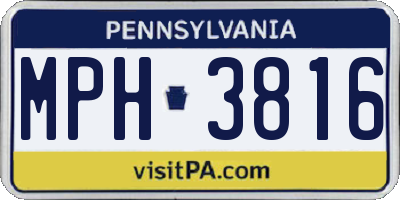PA license plate MPH3816