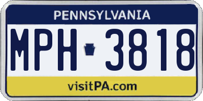 PA license plate MPH3818