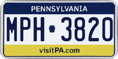PA license plate MPH3820