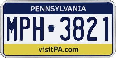 PA license plate MPH3821