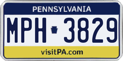 PA license plate MPH3829