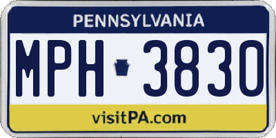 PA license plate MPH3830