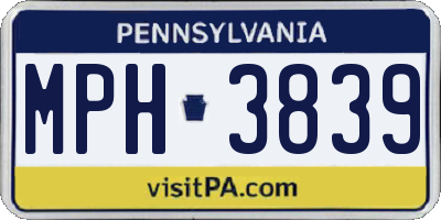 PA license plate MPH3839