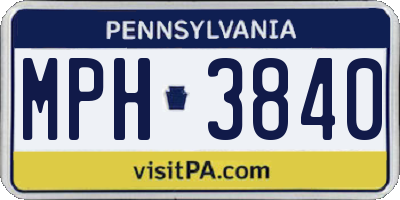 PA license plate MPH3840