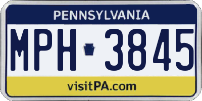 PA license plate MPH3845