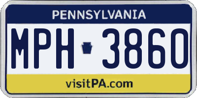 PA license plate MPH3860