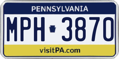 PA license plate MPH3870