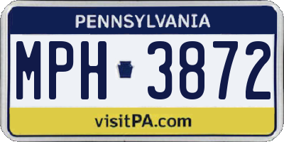PA license plate MPH3872