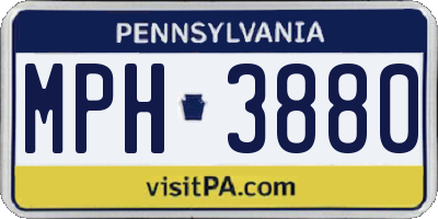 PA license plate MPH3880