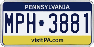 PA license plate MPH3881