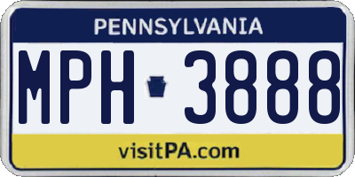PA license plate MPH3888