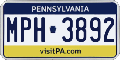 PA license plate MPH3892