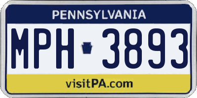 PA license plate MPH3893