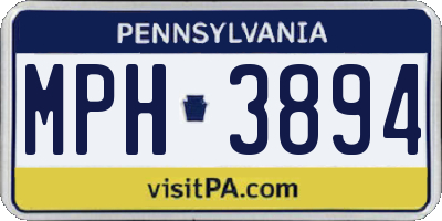 PA license plate MPH3894