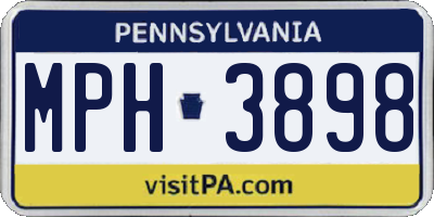 PA license plate MPH3898