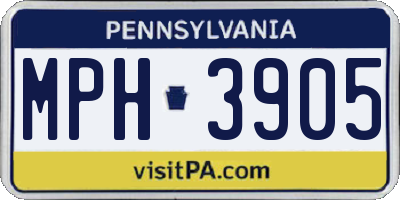 PA license plate MPH3905